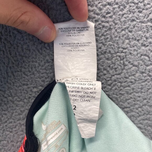 Nike Girls Swim Size 12 Tankini‎ Top Strappy Back Pink Purple Stripes Bra - Picture 9 of 11